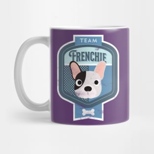 Team Frenchie - Distressed French Bulldog Beer Label Design Mug